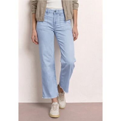 Street One Wide Leg Jeans mit fransigem Saum - Blau - Damen Street One Wide Leg Jeans mit fransigem Saum - Blau - Damen