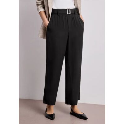 Street One 7/8 Wide Leg Hose mit Gürteldetail - Schwarz - Damen Street One 7/8 Wide Leg Hose mit Gürteldetail - Schwarz - Damen