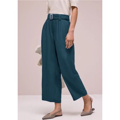 Street One 7/8 Wide Leg Hose mit Gürteldetail - Türkis - Damen Street One 7/8 Wide Leg Hose mit Gürteldetail - Türkis - Damen