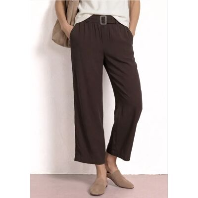 Street One 7/8 Wide Leg Hose mit Gürteldetail - Braun - Damen Street One 7/8 Wide Leg Hose mit Gürteldetail - Braun - Damen