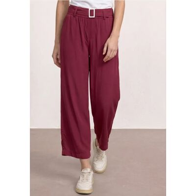 Street One 7/8 Wide Leg Hose mit Gürteldetail - Rot - Damen Street One 7/8 Wide Leg Hose mit Gürteldetail - Rot - Damen