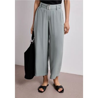 Street One 7/8 Wide Leg Hose mit Gürteldetail - Grün - Damen Street One 7/8 Wide Leg Hose mit Gürteldetail - Grün - Damen