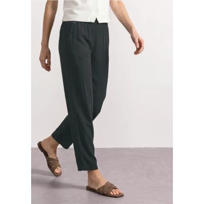 Street One High Waist Wide Leg Hose im Loose Fit - Grün - Damen Street One High Waist Wide Leg Hose im Loose Fit - Grün - Damen