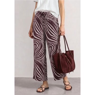 Street One Wide Leg Hose mit Print und Gallonstreifen - Rot - Damen Street One Wide Leg Hose mit Print und Gallonstreifen - Rot - Damen