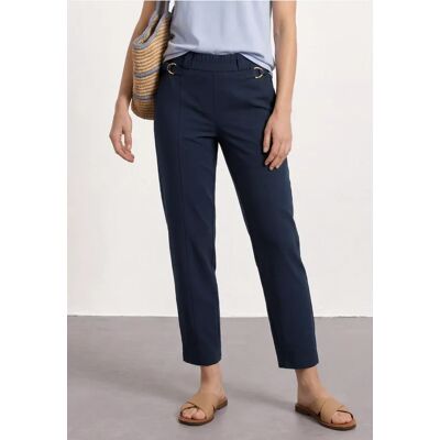 Street One Barrel Leg Hose mit Schnallendetail - Blau - Damen Street One Barrel Leg Hose mit Schnallendetail - Blau - Damen