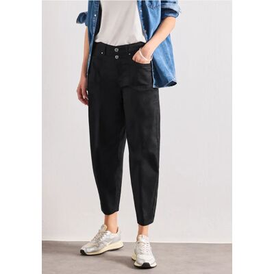 Street One High Waist Barrel Leg Hose - Schwarz - Damen Street One High Waist Barrel Leg Hose - Schwarz - Damen