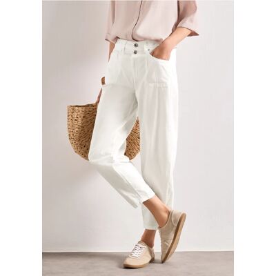 Street One High Waist Barrel Leg Hose - Weiß - Damen Street One High Waist Barrel Leg Hose - Weiß - Damen