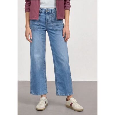 Street One Mid Waist Wide Leg Jeans im Loose Fit - Blau - Damen Street One Mid Waist Wide Leg Jeans im Loose Fit - Blau - Damen