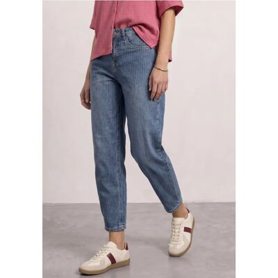 Street One High Waist Barrel Leg Jeans mit Streifen - Blau - Damen Street One High Waist Barrel Leg Jeans mit Streifen - Blau - Damen