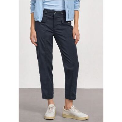 Street One High Waist Barrel Leg Hose im Casual Fit - Blau - Damen Street One High Waist Barrel Leg Hose im Casual Fit - Blau - Damen