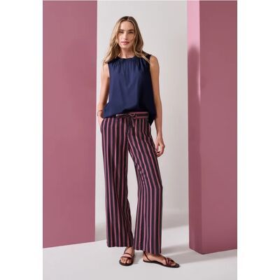 Street One Mid Waist Wide Leg Hose mit Streifen - Rosa - Damen Street One Mid Waist Wide Leg Hose mit Streifen - Rosa - Damen