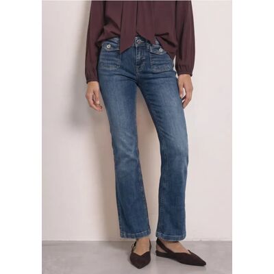 Street One Mid Waist Bootcut Jeans im Slim Fit - Blau - Damen Street One Mid Waist Bootcut Jeans im Slim Fit - Blau - Damen