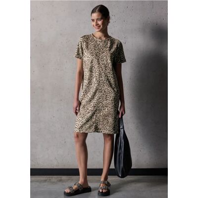 Street One Studio Velours-Kleid mit Leo-Print - Braun - Damen Street One Studio Velours-Kleid mit Leo-Print - Braun - Damen
