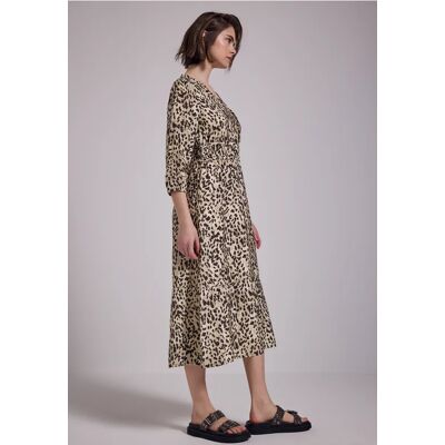 Street One Studio Midi-Kleid mit Leo-Print - Braun - Damen Street One Studio Midi-Kleid mit Leo-Print - Braun - Damen
