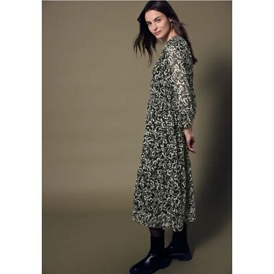 Street One Studio Chiffon Midi-Kleid mit Print - Schwarz - Damen Street One Studio Chiffon Midi-Kleid mit Print - Schwarz - Damen
