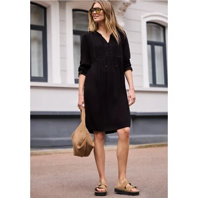 Street One Studio Knielanges Kleid mit Embroidery - Schwarz - Damen Street One Studio Knielanges Kleid mit Embroidery - Schwarz - Damen