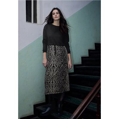 Street One Studio Midi-Kleid mit Leo-Rock - Schwarz - Damen Street One Studio Midi-Kleid mit Leo-Rock - Schwarz - Damen