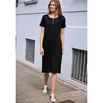 Street One Studio Midi-Kleid in Rippstruktur mit Rundhals - Schwarz - Damen Street One Studio Midi-Kleid in Rippstruktur mit Rundhals - Schwarz - Damen