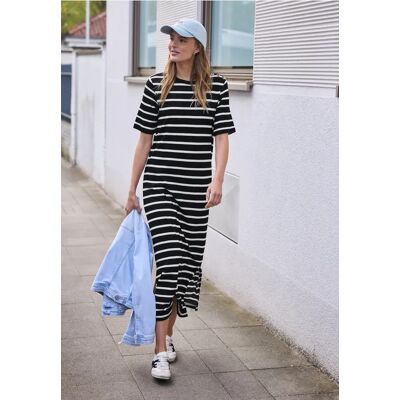 Street One Studio Gestreiftes Midi-Kleid mit Zierknöpfen - Schwarz - Damen Street One Studio Gestreiftes Midi-Kleid mit Zierknöpfen - Schwarz - Damen