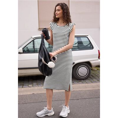 Street One Studio Midikleid mit Rundhals und Streifen - Weiß - Damen Street One Studio Midikleid mit Rundhals und Streifen - Weiß - Damen
