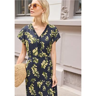Street One Studio Midi-Kleid mit V-Neck und Volants - Gelb Multicolour Blau - Damen Street One Studio Midi-Kleid mit V-Neck und Volants - Gelb Multicolour Blau - Damen