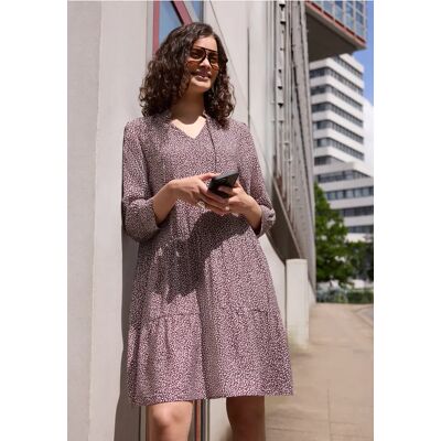 Street One Studio Knielanges Kleid mit V-Neck und Print - Beige - Damen Street One Studio Knielanges Kleid mit V-Neck und Print - Beige - Damen