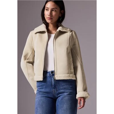 Street One Studio Faux Shearling Jacket - Beige - Damen Street One Studio Faux Shearling Jacket - Beige - Damen