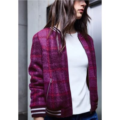 Street One Studio Karierter Federgarn Blouson - Lila - Damen Street One Studio Karierter Federgarn Blouson - Lila - Damen
