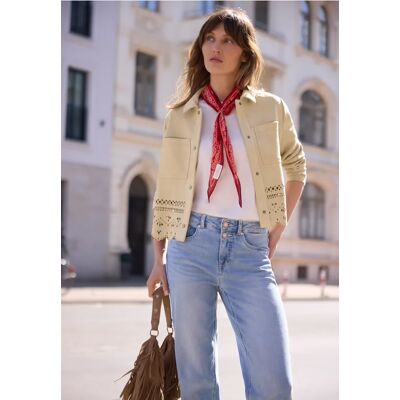 Street One Studio Jacke aus Velours mit Cut-Out Details - Beige - Damen Street One Studio Jacke aus Velours mit Cut-Out Details - Beige - Damen