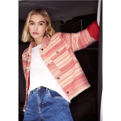 Street One Studio Jacke mit Streifen in Bouclé Qualität - Rot - Damen Street One Studio Jacke mit Streifen in Bouclé Qualität - Rot - Damen