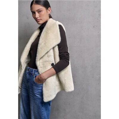 Street One Studio Fake Fur Weste - Beige - Damen Street One Studio Fake Fur Weste - Beige - Damen
