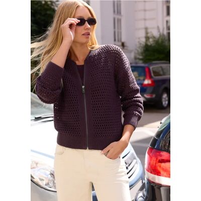 Street One Studio Cardigan mit Rundhals und Zipper - Lila - Damen Street One Studio Cardigan mit Rundhals und Zipper - Lila - Damen