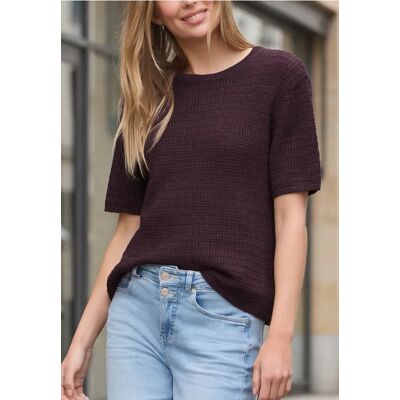 Street One Studio Kurzarm Pullover mit Lochmuster - Lila - Damen Street One Studio Kurzarm Pullover mit Lochmuster - Lila - Damen