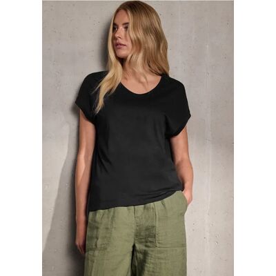 Street One Studio Jersey V-Neck T-Shirt - Schwarz - Damen Street One Studio Jersey V-Neck T-Shirt - Schwarz - Damen