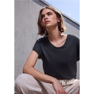 Street One Studio Jersey V-Neck T-Shirt - Blau - Damen Street One Studio Jersey V-Neck T-Shirt - Blau - Damen