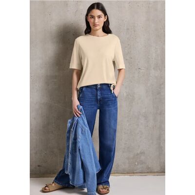 Street One Studio Softes T-Shirt mit Tunnelzug - Beige - Damen Street One Studio Softes T-Shirt mit Tunnelzug - Beige - Damen