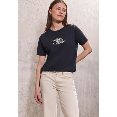 Street One Studio Basic T-Shirt mit Print - Blau - Damen Street One Studio Basic T-Shirt mit Print - Blau - Damen