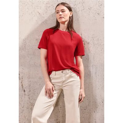 Street One Studio Strick-Look T-Shirt - Rot - Damen Street One Studio Strick-Look T-Shirt - Rot - Damen