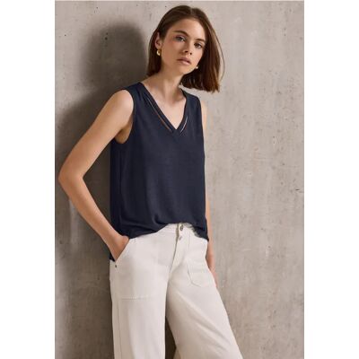 Street One Studio Leinen-Look Top mit Cut-Outs - Blau - Damen Street One Studio Leinen-Look Top mit Cut-Outs - Blau - Damen