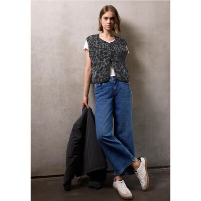 Street One Studio Teddy Weste mit Leo Muster - Grau - Damen Street One Studio Teddy Weste mit Leo Muster - Grau - Damen