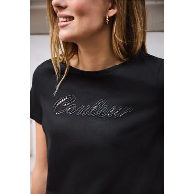 Street One Studio Kurzarm Shirt mit Wording Emboidery - Schwarz - Damen Street One Studio Kurzarm Shirt mit Wording Emboidery - Schwarz - Damen