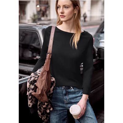 Street One Studio Basic Shirt mit U-Boot-Ausschnitt - Schwarz - Damen Street One Studio Basic Shirt mit U-Boot-Ausschnitt - Schwarz - Damen