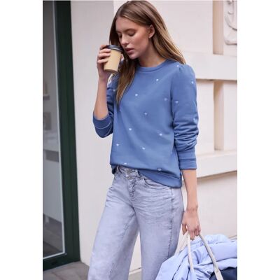 Street One Studio Shirt mit Herzstickerei - Blau - Damen Street One Studio Shirt mit Herzstickerei - Blau - Damen