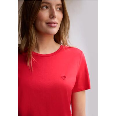 Street One Studio T-Shirt mit Rundhals und Stickerei - Rot - Damen Street One Studio T-Shirt mit Rundhals und Stickerei - Rot - Damen