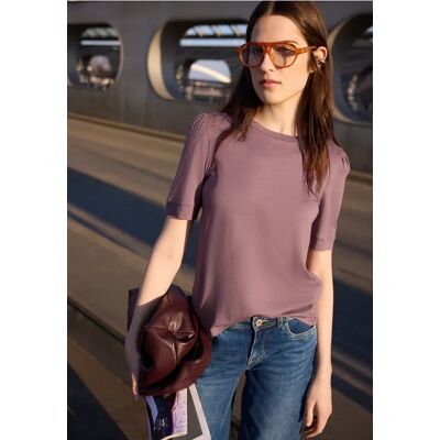 Street One Studio T-Shirt mit Rundhals und Puffärmeln - Rosa - Damen Street One Studio T-Shirt mit Rundhals und Puffärmeln - Rosa - Damen