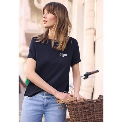 Street One Studio Basic T-Shirt mit Detailprint - Blau - Damen Street One Studio Basic T-Shirt mit Detailprint - Blau - Damen