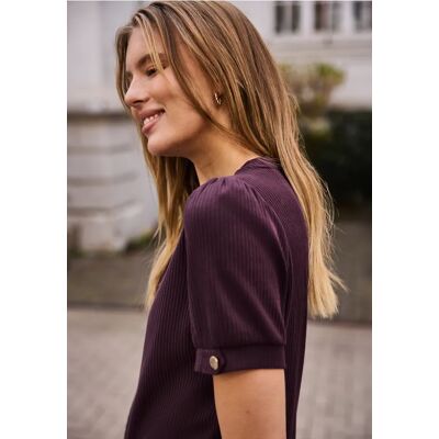 Street One Studio T-Shirt mit Rundhals und Knopfdetail - Lila - Damen Street One Studio T-Shirt mit Rundhals und Knopfdetail - Lila - Damen