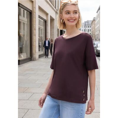 Street One Studio T-Shirt mit Rundhals und Knöpfen - Lila - Damen Street One Studio T-Shirt mit Rundhals und Knöpfen - Lila - Damen