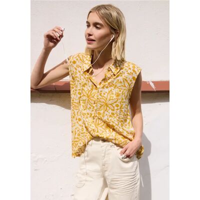 Street One Studio Top mit Kragen und floralem Muster - Gelb - Damen Street One Studio Top mit Kragen und floralem Muster - Gelb - Damen