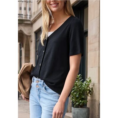 Street One Studio Shirt mit V-Neck und Knopfleiste - Schwarz - Damen Street One Studio Shirt mit V-Neck und Knopfleiste - Schwarz - Damen